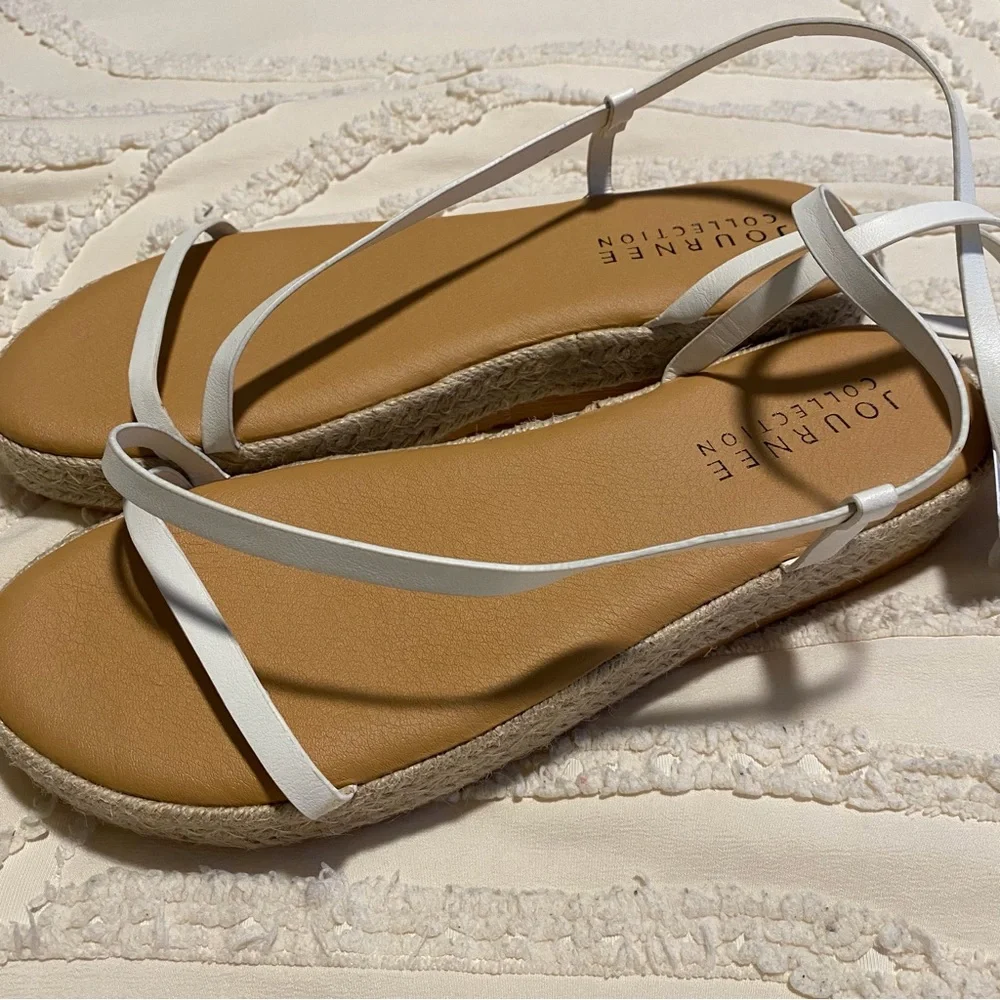 Women’s Strappy Ankle-Wrap Sandals in Cream - Picture 8 of 11